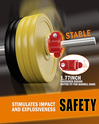 Barbell Clamps 1 Inch or 2inch - 2 PCS Adjustable Barbell Clips Quick Release Locking Weight Clips Olympic Barbell Collars (Red 0.98-1.18inch) - color: Red 0.98-1.18inch