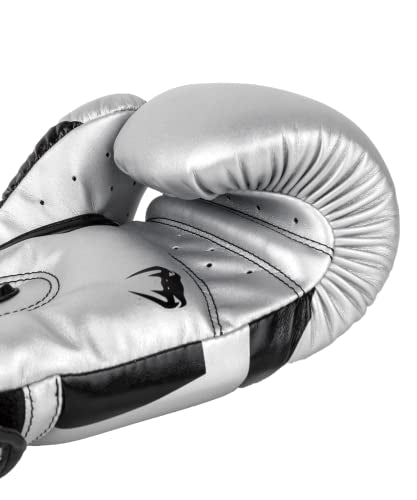 Venum Elite Boxing Gloves - color: Silver/Black, size: 10-Ounce