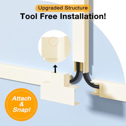 Delamu 157in Cord Hider, Cord Cover Wall Cable Management, Paintable Wire Cover for Cords, Cable Hider Raceway Kit, Cable Cover Concealer, Wire Hiders for TV on Wall, 10 X L15.7 W1.18 H0.6in, Beige - color: Beige, size: 157in L x 1.18in W x 0.6in H