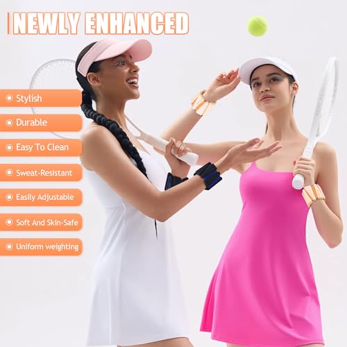 BECOJADDE Ankle Weights for Women Wrist Weights Set of 2 (1 lb/2 lb Each) Adjustable Arm Leg Weight for Womens Men Suitable for Walking Swimming Running Pilates Yoga Gym - color: Light Orange, size: 2lb Pair (1lb Each)