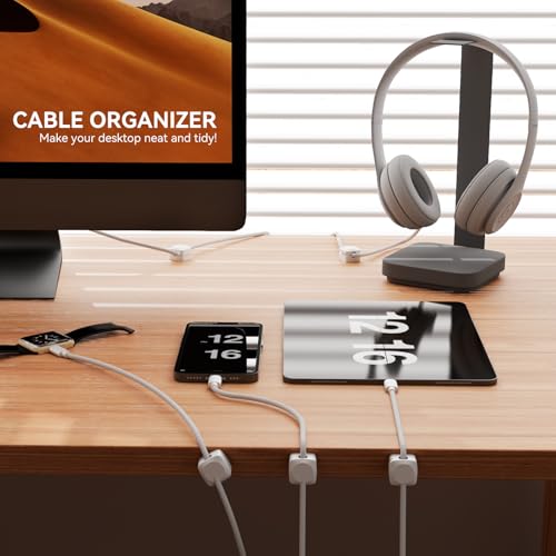 Rotatable Cord Organizer, Strong Adhesive Spring Cable Clips (8*White) | Enhanced Cable Organizer Cord Clips, Desk Cord Holder for Nightstand, Office Accessories and Car - color: 8*White