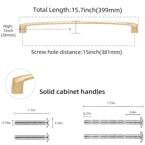 10 Pack 15 inch Champagne Bronze Kitchen Cabinet Handles Cabinet Pulls Gold Drawer Pulls Kitchen Cabinet Hardware Handles - color: Champagne Bronze, size: 15" Hole Center（381mm）