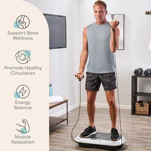 Lifepro Waver Vibration Plate Exercise Machine – High-Intensity Vibration Plate for Lymphatic Drainage – Full-Body Workout Vibrating Platform with Loop Bands – Fitness Equipment for Strength & Toning - color: White