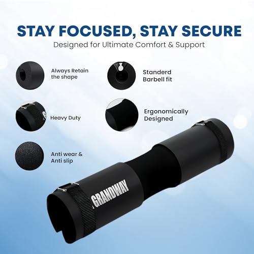 Advanced Squat Pad - Barbell Pad for Hip Thrusts, Squats & Lunges - Neck & Shoulder Squat Bar Pad Cushion Support Foam for Extra ComfortPremium Squat Pad - color: Black