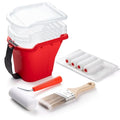 Mister Rui Hand Held Paint Bucket Kit 12 Pcs with Magnetic Holder, No-Drip Edge & Quick Liners, Paint Cup Includes 4" Foam Rollers, 2" Brush, Adjustable Handle for Trim & Detail Work - size: 4 Inch 12Pack