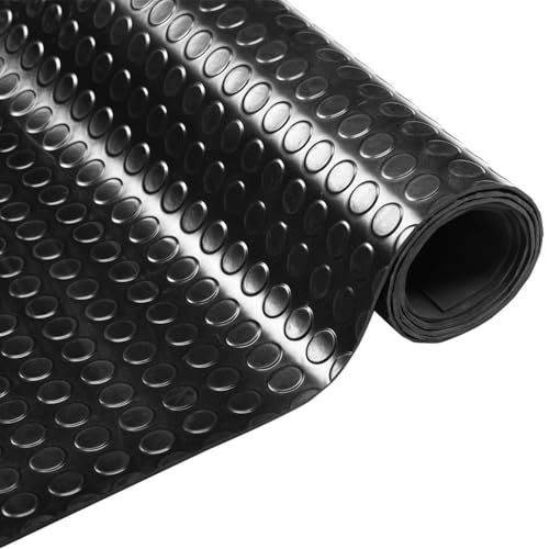 3mm Thin Coin-Grip Rubber Flooring Roll, 4ft x 2ft Heavy Duty Waterproof Anti-Slip Mat, Easy to Clean & Install Floor Protector for Gym, Garage, Basement - size: 4 ft x 2 ft x 0.1 in