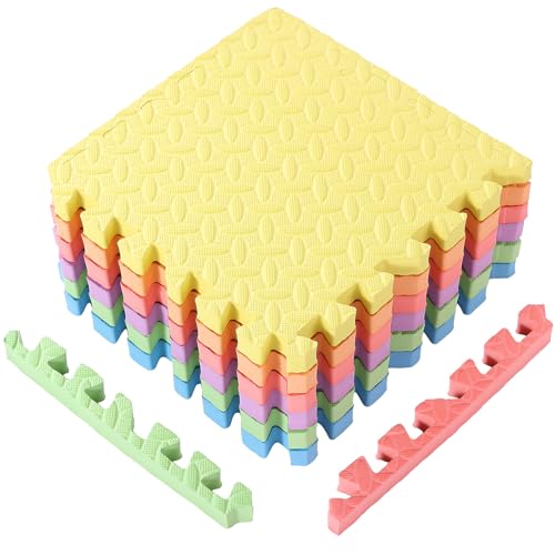 Arrowbash 12x12x1 Inch EVA Thick Interlocking Foam Floor Tiles Puzzle Exercise Mat Foam Mats for Home Gym Pets(Multicolor,12) - color: Multi Color, size: 12