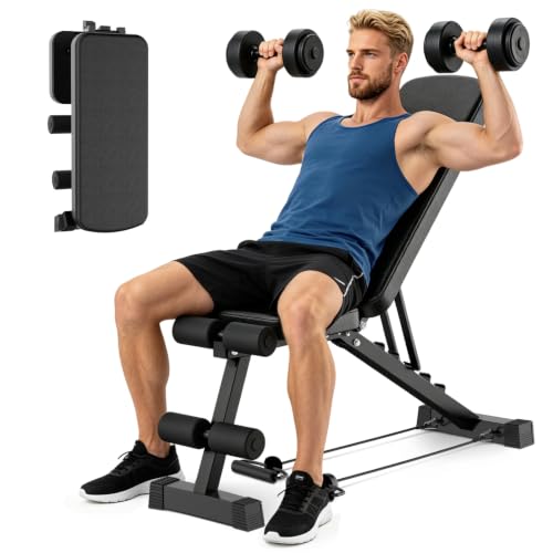 ALSO GO Adjustable Weight Bench, Workout Benches with Leg Extension, Foldable Incline Decline Bench Press, Roman Chair, Full Body Strength Training Equipment for Home Gym - color: Matte Black
