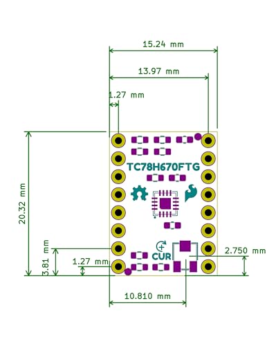 SparkFun Mini Stepper Motor Driver - TC78H670FTG - Compact Driver with breadboard-Friendly 0.1in. Pin -Output Current: 2.0 A (max) - Board Dimensions: 0.6 in. × 0.8 in.