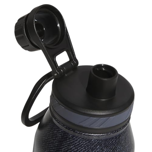 adidas Stainless Steel Metal Water Bottle 34 oz (1L) Screw Cap - color: Twill Black/Black/Grey Five