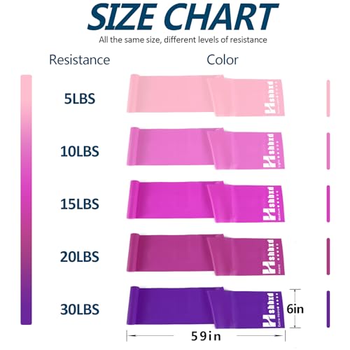 Resistance Bands for Physical Therapy, Bands for Working Out, Latex Free Elastic and Exercise Bands Set for Stretching, Suitable for Rehab, Yoga, Pilates, Gym, Home Exercise - color: Gradient Pink 5-80lbs - Includes Accessories
