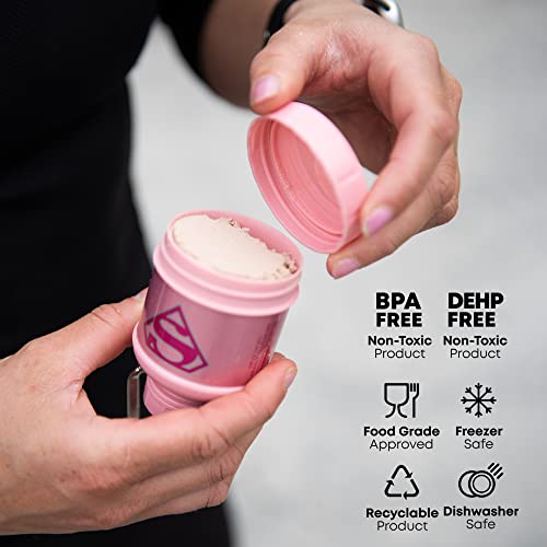 Smartshake Justice League Protein Powder Storage Container 50g Protein Shaker Bottle Funnel 110ml BPA, DC Comics Protein Shakes Bottle Storage (Supergirl) - color: Supergirl