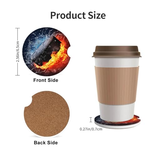 Hockey Fire Car Coasters for Cup Holders, 2 Pack Absorbent Ceramic Drink Cup Coaster for Women Men, Auto Interior Accessories - color: T12