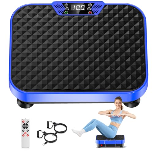 Vibration Plate Exercise Machine Vibration Plate for Lymphatic Drainage Weight Loss,Muscle Activation Fat Burner for Women Men,250 Speeds Shake Plate,Whole Body Exercise Equipment - color: Blue