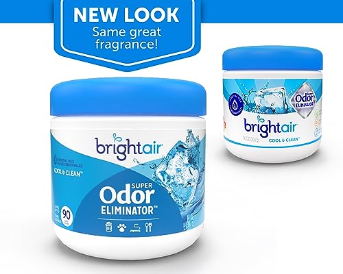Bright Air 14 oz. Super Odor Eliminator, For Medium-Size Spaces, Cool & Clean Scent, Case of 6,Air Freshener, Natural Essential Oils, Lasts Up to 90 Days Each