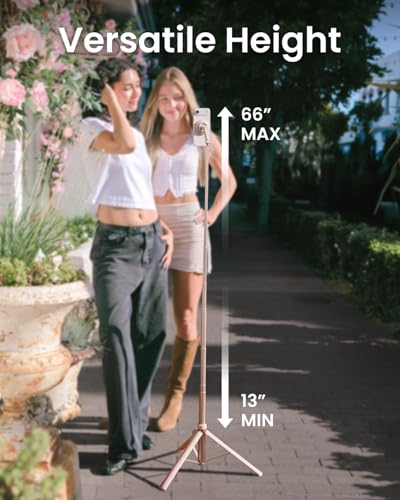 KraftGeek Magnetic Phone Tripod for iPhone, JustTap Tripod for MagSafe | 66" Selfie Stick Tripod, Auto-Open, N52 Magnetic Mount, Portable Phone Tripod Stand for Travel, Video Recording & Vlogging - color: Ombré Peach