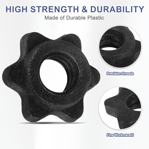 Dumbbell Collars, Barbell Spin Lock Hex Nuts Anti Slip Weight Lifting Clip Plastic - color: Black
