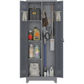 IRONFFICE Tall Storage Cabinet with Doors,Metal Garage Cabinet and Storage,Lockable Utility Closet Cabinets with Pegboard for Basement,Laundry Room,Grey - size: 15.74"D x 23.62"W x 65"H-Grey