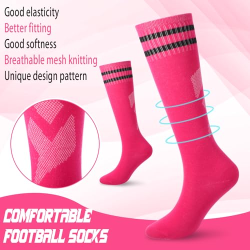 Soccer Shin Guards and Socks Kids Youth Lightweight Soccers Pads Defender with Ankle Protection Ski Shin Guards Football Equipment for Age 4-14 Toddler Boy Girl - color: Rose Red, size: Small