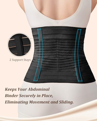 Postpartum Belly Band for Women: Adjustable Compression Wrap for Abdominal & Waist Support C-Section & Vaginal Birth Recovery Black M - color: Black, size: M (Belly 30.5"–37.5")