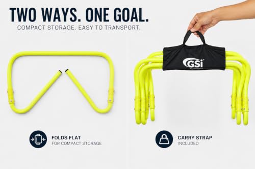 GSi Dual Height Agility Hurdle Pack of 6 – Adjustable 6" & 12" Training Hurdles for Sports, Fitness, and Agility Drills – Durable PVC Yellow Speed Hurdles for Soccer, Track, and Football Training