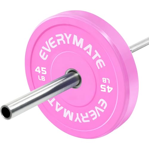 EVERYMATE Change Weight Plates 1.25LB 2.5LB 5LB Set Fractional Olympic Bumper Plates for Cross Training Steel Insert Strength Training - color: 45LBX1, size: Pink