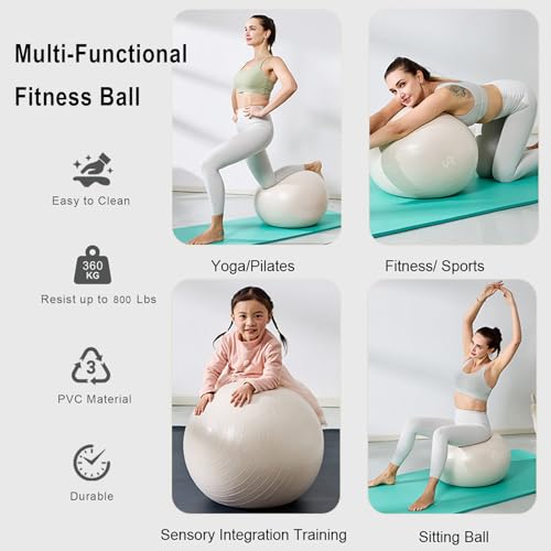 YR Exercise Ball Large Yoga Ball for Workout Pregnancy Stability - color: White, size: 75CM