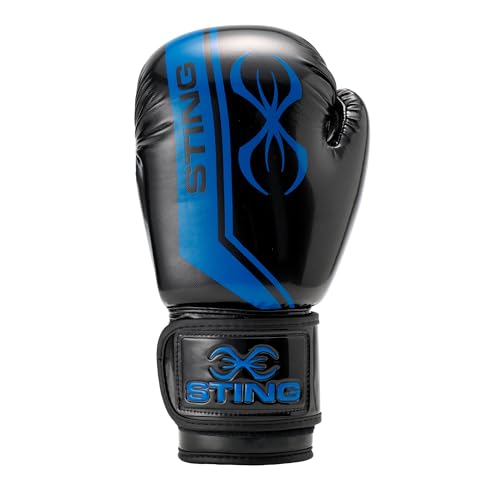 STING Armalite Boxing Gloves, Durable Boxing Equipment for Boxing Training, Balanced Weight Distribution | SLV3 Outer Skin, SAS Layering, Hi Flow Core Padding, Comfortline 3D Liner - color: Black/Blue, size: 16 Oz