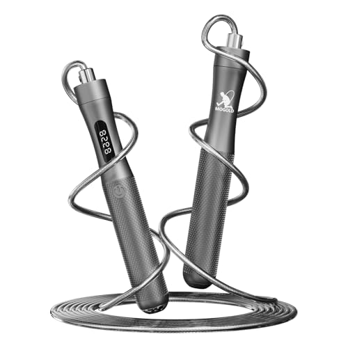 Smart Jump Rope with Counter - LCD Display, Aluminum Handles, Adjustable PVC-Coated Steel Cable (118"), Type-C Charging for Cardio, Boxing & HIIT Workouts