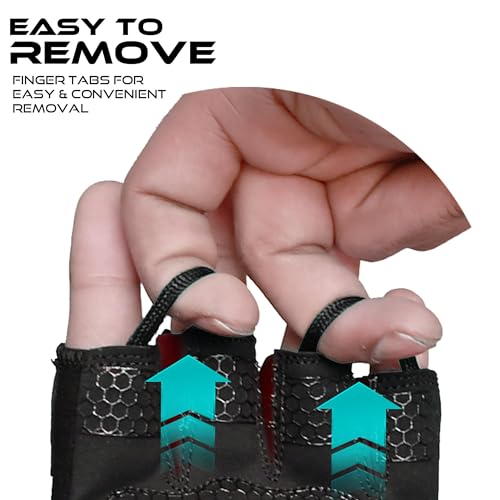 BEAST RAGE Workout Gloves for Men, Durable Palm Grip Gym Gloves Women Half Finger Elasticated Training Weight Lifting Strength Bodybuilding Anti Slip Cycling Gloves Exercise - color: Red, size: X-Large