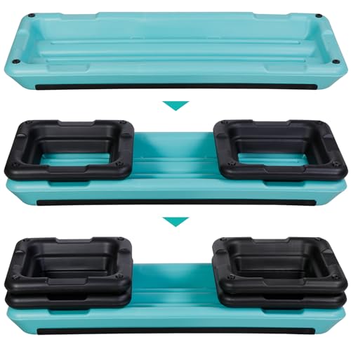 43" Exercise Aerobic Step Platform, Adjustable Fitness Stepper, with 4 Removable Risers for Home Gym Cardio Strength and Training - color: Light Blue