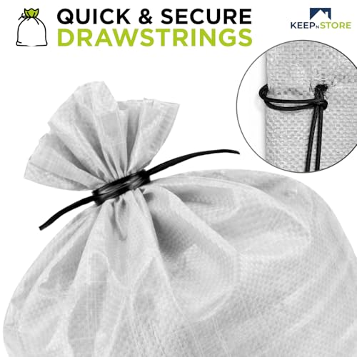 Heavy Duty Sand Bags Pack of 3, White Empty Sandbags with Built-In Ties, Woven Polypropylene UV Protection 1600 Hours, Fillable Bags for Flood Control, Weight, 38x18 inches, 90 Pounds Volume