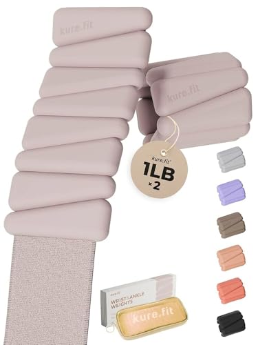 Pilates Weight | Wrist & Ankle Weights for Women | Weighted Bangles | 1LB/ 2LB Each (Set of 2) - color: Beige, size: 1 LB