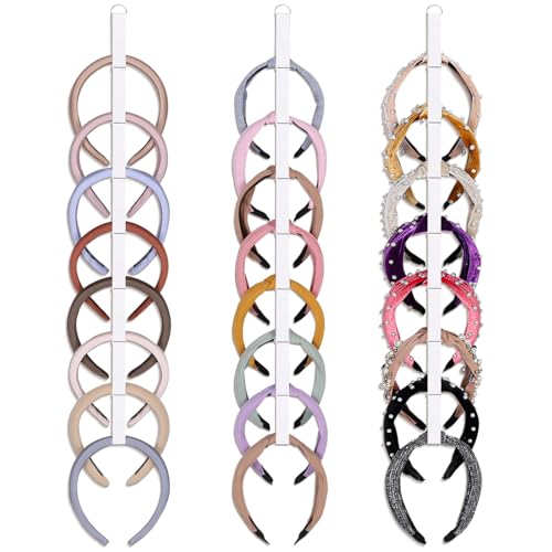 3 PCS Headband Holder Organizer for Girl,Hanging Hairband Storage for Women,White Hair Hoop Display Hair Accessories Organizer Bedroom College Dorm Decor - color: White-3pcs