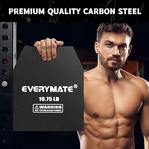 EVERYMATE Tactical Weighted Vest Plates – 3.75/5.75/8.75/14.5/19.75LB Pairs – Insert Weighted Vest Plates- Contoured Ergonomic Fit – WODs, Strength Training, Running, Weight Plates for Vest - color: 19.75LB*2, size: Straight