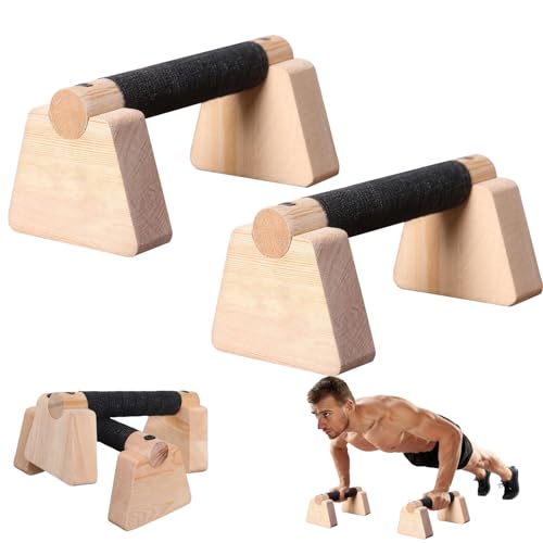 Wooden Parallettes Bars & Push Up Bars – Premium Handstand Training Push Up Handles, Non-Slip Calisthenics Equipment for Men & Women, Perfect Home Gym Fitness Tool for Strength & Balance, 23.5cm