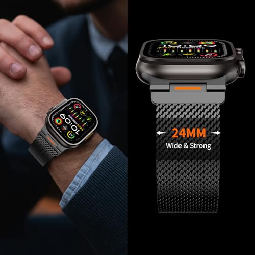 Milanese Loop Compatible with Apple Watch Ultra 3/2/1 Band 49mm 46mm 45mm 44mm 42mm, Magnetic Stainless Steel Strap Bands for iWatch Ultra SE 3/2/1 Series 11 10 9 8 7 6 5 4 3 2 Men, Dark Gray - color: Dark Gray