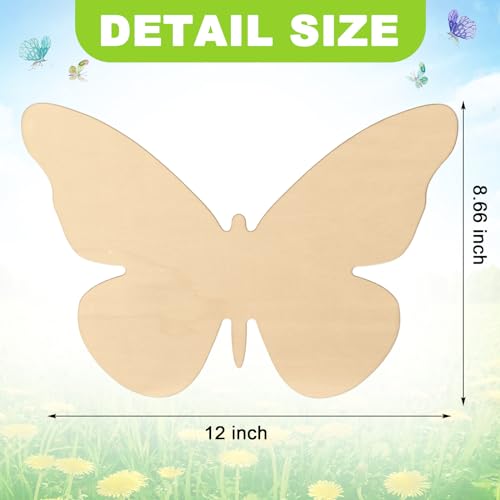 Anglechic 12 Pack 12 Inch Wooden Butterflies for Crafts Blank Wood Butterfly Cutouts Unfinished Slices Butterflies Ornaments Wooden Things to Paint Door Hanger Decor for Spring Farmhouse Decor - color: Butterfly