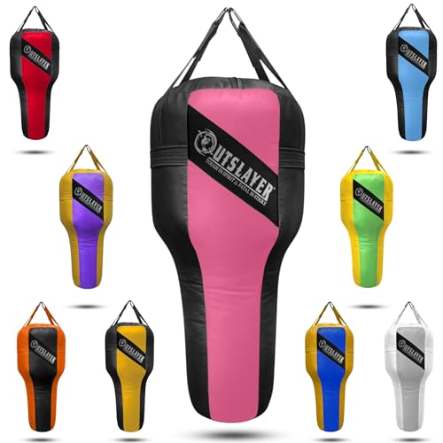 Outslayer Angle Uppercut Heavy Punching Bag for Boxing & MMA - Customizable Colors, Optional D-Ring, Unfilled/Soft Filled Choices - Made in USA - color: Pink/Black, style: Filled Without Bottom D-Ring