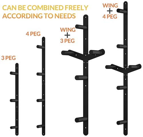 Fitvids Weight Plate Storage Rack, Weight Plate Holder Wall Mounted Bumper Plate Storage for Home Gym, Fit 2" Olympic Plates, 3 Pegs