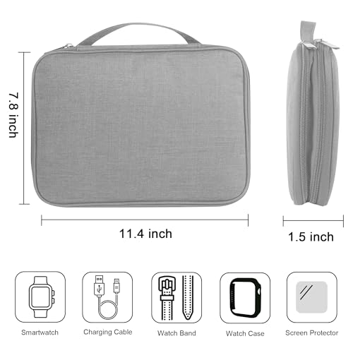 Watch Band Case, Watch Band Storage Organizer Compatible with 35 Watch Bands and Accessories, Watch Straps Carrying Case, Watch Band Holder Fit for Most Sizes of Watch Straps, Grey - color: Grey