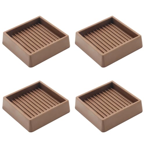 2X2 Rubber Caster Cups, Non Slip Furniture Pads - 4 Pack | Anti-Slip Furniture Gripper, Anti Skid Furnitures Feet, Anti Slide Floor Protector for Bed Couch Stoppers, Brown - size: 2" x 2"-Brown