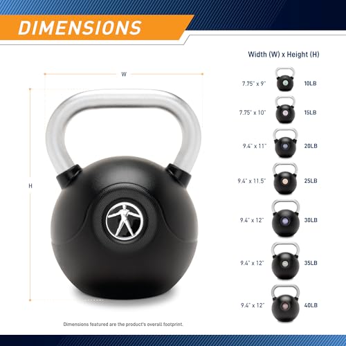 Marcy Commercial Grade PU Coated Kettlebell – 10 to 40 LB Single Weights with Textured Steel Handle, Flat Base – Strength Training for Full Body & Home Gym Workouts - color: 40 LB - Red