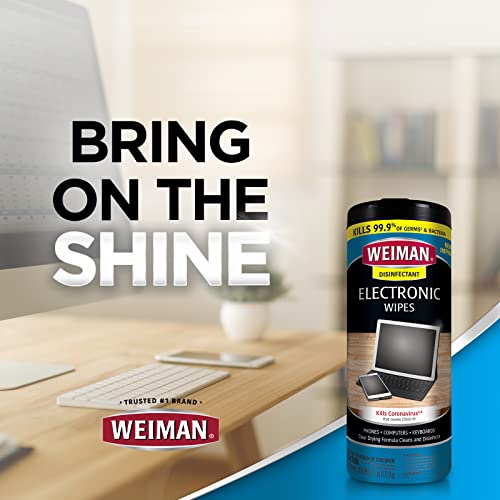 Weiman Electronics & Screen Disinfecting Wipes - Safely Clean and Disinfect Your Phone, Laptop, Keyboard, Tablets, Lens, Wipe, Glasses Cleaner, 30 Count, 2 Pack with MicroFiber Towel - size: 20 Count (Pack of 3)