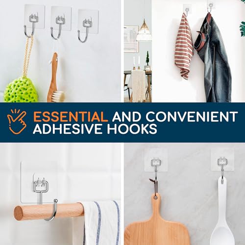 GLUIT Adhesive Large Wall Hooks for Hanging Heavy Duty 22 lbs Hooks for Walls No Drill, Towel Sticky Clear Hooks, Waterproof, Home, Bathroom, Kitchen, Office, and Outdoor 6 Pack - size: Large, 6 pcs