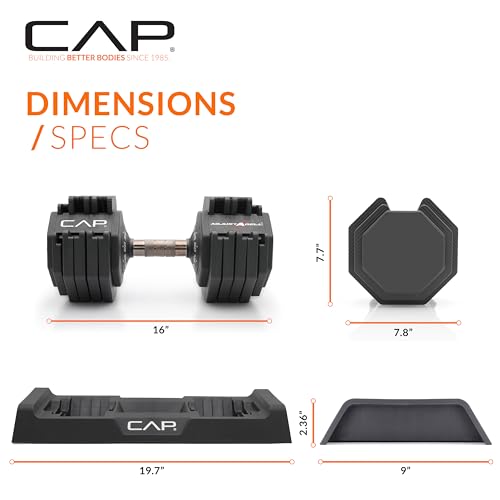 CAP ADJUSTABELL Adjustable Dumbbell Set, Premium Quick Select Adjustable Weights for Strength Training, Singles & Pairs, 12.5 LB, 25 LB & 55 LB, Round & Hex Dumbbells, Multiple Grip Handle Options - size: 55 lb - Copper Handle, style: Pair