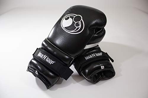 Lace N Loop Straps (Pair) - Lace-Up Boxing Glove Converter - color: Black (White Logo)
