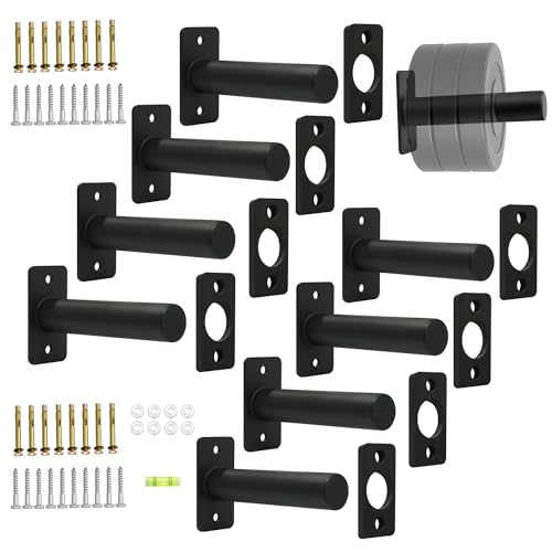 Wall Mounted Olympic Weight Plate Rack, Heavy Duty Metal 2" Plate Holder & Hanger for Home Gym, Garage Gym, Powerlifting & Fitness Equipment Storage, 275 lbs Capacity Barbell Plate Organizer with Screws for Wood & Concrete Walls - color: Black-8pack