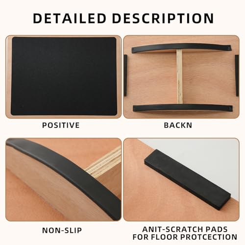 Juoe Balance Board Wobble Board for Adults and Kids - Anti-Slip 350LBS Balance Board for Physical Therapy,Balance Training,Posture Correction,Standing Desk Core Strength Wooden Balance Rocker Board - color: Black