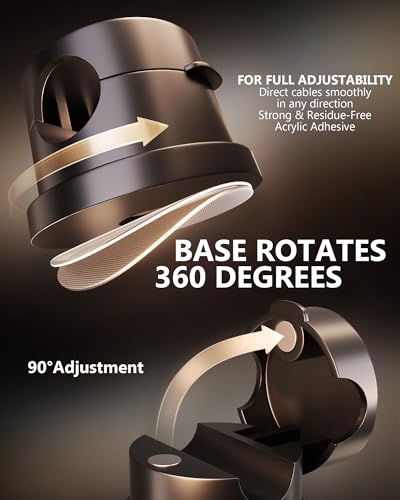 Magnetic Cable Clips 360° Rotation Cord Holder, 12 Pack Cord Organizer 1s Lock Cable Smooth Adjustable Desk Organizers and Accessories, Adhesive Cord Clips for Nightstand,Phone,Wall,Car,Home Office - color: Black, size: 12 PACK